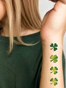 St. Patrick's Day Shamrock Temporary Tattoos - Waterproof & Long-Lasting Face, Arm, And Hand Stickers For Irish Party Favors