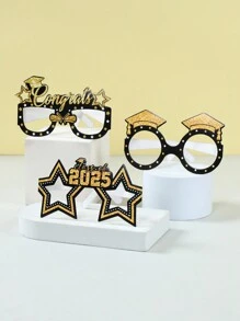 6个毕业派对纸眼镜道具，黑金配色，2025毕业派对拍照道具，2025毕业派对装饰，派对装饰，毕业季派对礼物，毕业配饰，毕业快乐派对用品 - 2025畢業季 - 查看 5