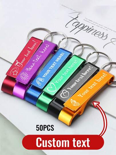 LICVIC 50/100/150/200 Custom Text Bottle Opener Keychains, Personalized Colored Beer Bottle Openers, Custom High-Grade Stainless Steel Keychain Bottle Openers, Customizable Beverage Bottle Openers, Personalized Text Beer Bottle Opener Keychains, Clothing Accessories, Fashionable Autumn Style, Gifts For Boyfriends, Girlfriends, Family, And Friends.