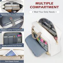 NEWHEY Laptop Bag 17.3 Inch Laptop Briefcase For Women Men Waterproof Shoulder Messenger Bag Large Computer Bag For Business Office Work College, Black - 卡其色&米色 - 查看 3