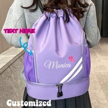2025 New Personalized Custom Name Drawstring Double Shoulder Swim Bag Portable Rope Backpack Fitness Sports Pool Beach Equipment, Multifunction, Versatile, Large Capacity, Lightweight, Functional, Practical, All-Purpose, Colorful, Personalized, Unique, Customized - Multicolor - View 3