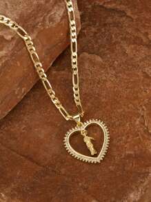 1pc Fashionable Skull & Heart Design Oxidized Pendant Necklace, Versatile Jewelry For Women, Great Gift For Friends, Prayer & Holiday