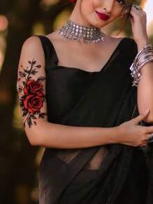 Set de 5 tatuajes temporales realistas en 3D de flores coloridas para el pecho, la pierna, la cintura, que ofrecen una sensación sexy diferente de manera instantánea
