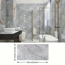 20pcs 3D Imitation Marble Pattern Wall Sticker, Waterproof Self-Adhesive Aluminum-Plastic Panel For Kitchen, Living Room, Bathroom, Corridor, Office, Home And Dormitory Decor, 23.62*11.8in - Multicolor - View 7