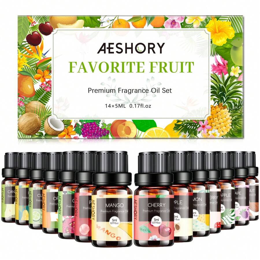 Bakery Essential Oils, 14 Pack  Essential Oils (Bakery,Fruit,Flora) Fragrance Oil For Diffusers, Candle Making - Holiday Fragrance Oil Pumpkin Pie, Coffee Cake, Oatmeal Cookie, Gingerbread, Cinnamon Apple Aromatherapy Scented Oils (0.17oz) - Fruit 14*5 SET - 查看 1