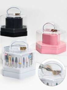 24孔多功能二合一美甲钻头展示收纳盒，带清洁刷 - 彩色 - 查看 3