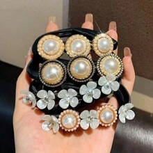 Set de pasadores de pelo con perlas falsas y cristales elegantes, kit DIY para hacer moños de pelo, accesorios versátiles para pasadores de pelo adecuados para trenzas, moños y todos los estilos de cabello, decoración del hogar y el baño