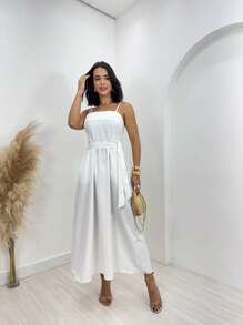 Women's Elegant Stretch Alfateria Midi Dress - 白色 - 查看 2