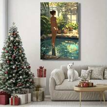 1 Pc  Swimsuit Girls Holiday Room DecorWooden Framed Canvas Painting -  Thickness 2.25cm/0.9inch,Home Gift Decoration, Room Decoration Aesthetic, Wall Decoration Art, Perfect Gift, Autumn And Winter Wall Decoration, Living Room Decoration, Bedroom Decoration, Kitchen Decoration, Entry Decoration, Bathroom Decoration, Direct Wall Painting, High Quality Wall Painting Poster