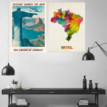 1 cái/2 cái Tự dính Nghệ thuật treo tường lễ hội hóa trang Brazil cổ điển Trang trí nhà cửa, Cờ Brazil, Bản đồ nghệ thuật Brazil, Bay xuống Rio Brazil - Áp phích tượng Chúa Kitô Cứu Thế, Áp phích học sinh, Cho phòng khách, phòng ngủ, văn phòng, nhà bếp, nhà hàng, trang trí tường quán bar, Tác phẩm nghệ thuật in, Thiết kế tự dính, Dễ lắp đặt - Nhiều màu - Xem 10