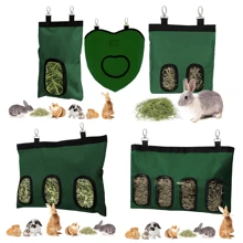 Rabbit Hay Bag Feeder, Dark Green 600D Oxford Cloth Fabric Hay Hanging Feeder Storage For Rabbit Chinchilla Small Animals - Dark Green - View 1