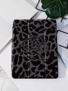 黑色虎豹图案 iPad 7/8/9 代 10.2 英寸 / Galaxy Tab A7 10.4 英寸 / Matepad 10.4 英寸保护壳，带笔架，自动睡眠/唤醒保护套 - 彩色 - 查看 1