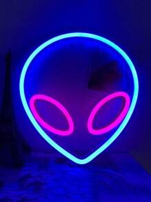 1个带挂钩的LED外星人/火箭/行星霓虹灯，可壁挂，USB和电池供电，土星霓虹灯，适用于儿童房、卧室、墙面、派对、宿舍、游戏室、婚礼装饰，也是送给朋友或孩子的绝佳生日礼物 - 白色 - 查看 5