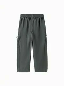 Balabala Tween Girl Drawstring Waist Pocket Design Loose Comfortable Casual Long Pants - Medium Gray - View 3