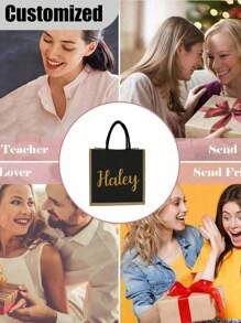 Bolso de lona personalizado con estampado de color dopamina, bolso de hombro, bolso de regalo con patrón personalizado, bolso de lona impreso, bolso de compras, bolso grande, mochila escolar, liviano, impermeable, adecuado para bodas, cumpleaños, playas, vacaciones, es el mejor regalo para damas, madres, maestros, amigos, damas de honor y estudiantes