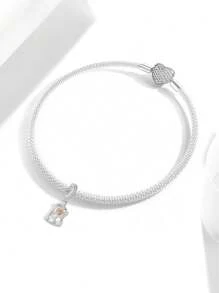 1 PC Real 925 Sterling Silver Rose Branch Pendant Charm Pendant Ball Suitable For Bracelets DIY Women's Jewelry