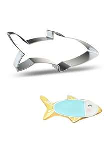 1 pieza Molde para galletas/pasteles con forma de tiburón, sirena y cangrejo de acero inoxidable, Manualidades de repostería DIY