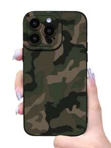 绿色迷彩图腾印花图案简约黑色防震厚手机壳防水防摔防刮