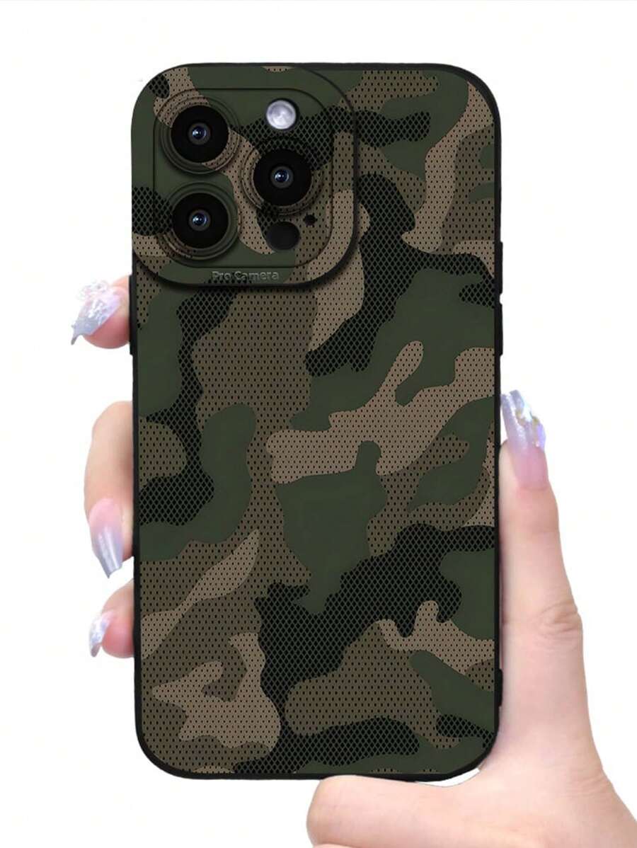 绿色迷彩图腾印花图案简约黑色防震厚手机壳防水防摔防刮