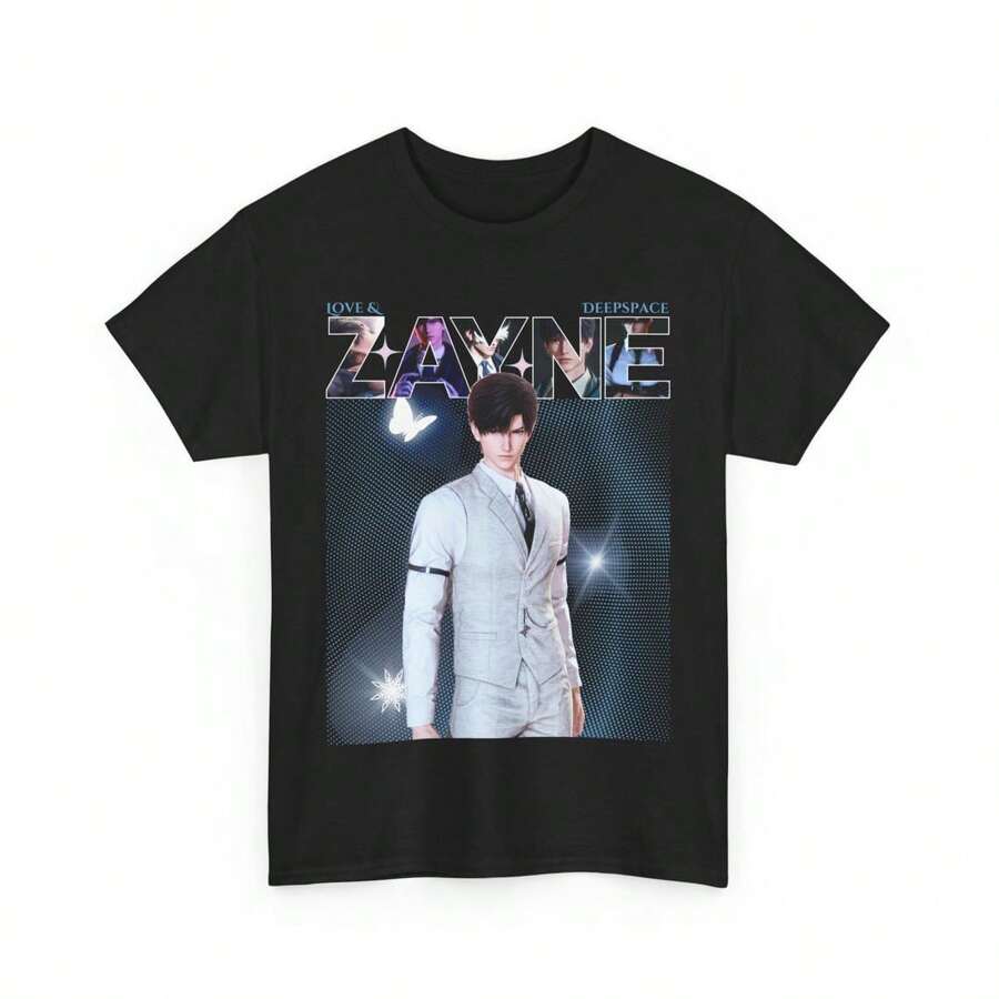 Zayne Love And Deepspace Shirt Otome Game Shirt Zayne Foreseer Shirt Anime Shirt Gaming Tshirt Otome T-Shirt, Oversized Short Sleeve Classic Heavy Cotton T Shirt Printed Graphic Tee Women's Casual Short-Sleeved Top - 黑色 - 查看 1