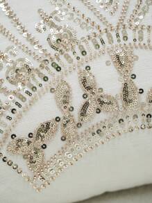 1pc Exquisite Bead Embroidery Cushion Pillowcase, Suitable For Multiple Room Types And Sizes, Machine Washable, Zipper Closure, No Pillow Core Gifts Birthday Graduation School Decor School Surprise Dormitory Decor Back To School Home Decor Room Decor School Supplies