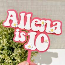 1pc Personalised Double Layer Acrylic Cake Topper, Daisy Flower Cake Topper, Groovy Birthday Custom Name Cake Topper, Dessert Table Decor For Parties, Ornamental Baking Accessory, Customized Cake Topper, Glitter Cake Toppers - Multicolor - View 3