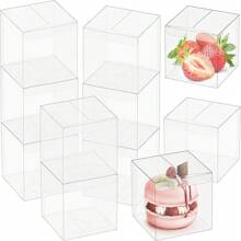 50 件透明塑料礼品盒，马卡龙纸杯蛋糕糖果香皂单独包装盒，适用于婚礼派对情人节新年 - 透明 - 查看 2