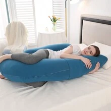 Oreiller de grossesse, oreiller de couchage latéral, oreiller complet en forme de H pour adultes, oreiller de maternité et incontournable pendant la grossesse - Bleu azur - Voir 5
