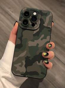 绿色迷彩图腾印花图案简约黑色防震厚手机壳防水防摔防刮