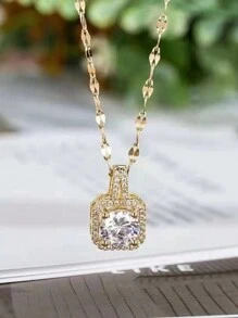 ConiiW 1ct/2ct Moissanite, Pendant Necklace For Women, Best Gift For Family, Partner, Friends And Yourself, Suitable For Daily Wear, Mother's Day, Father's Day, Valentine's Day Gift, Comes With Gift Box And GRA Certificate - Gold - View 4