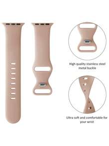 柔软硅胶防水运动表带，兼容38mm、40mm、41mm、42mm、44mm、45mm、49mm手表，适用于 Series 11、10、9、Ultra、8、7、6、5、4、3、2、1、SE，男女通用 - 奶茶 - 查看 3