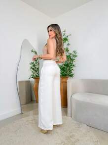 Women's Formal Trousers With Tailored Waist/Side Zipper/DD079 - trắng - Xem 5