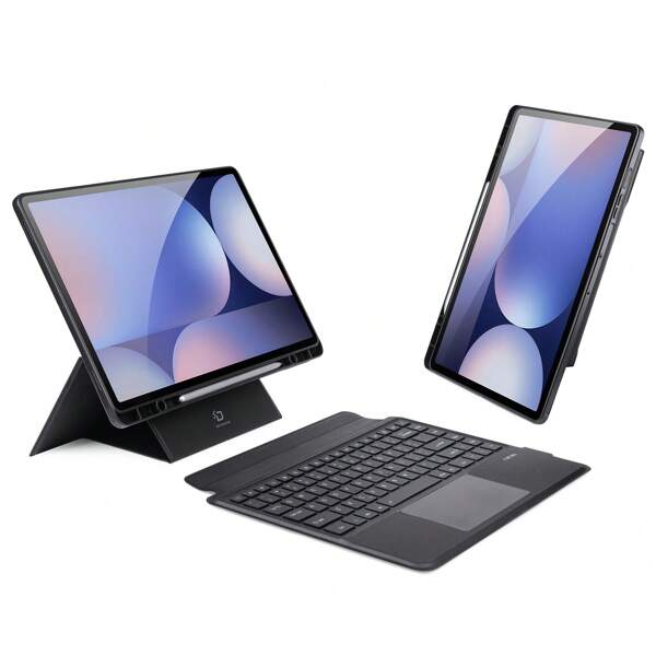 DUX DUCIS 1 pezzo Tastiera nera DUX DUCIS con custodia protettiva compatibile con iPad, Galaxy Tab, XM Pad, design in 2 pezzi versatile con 4 posizioni di supporto, facile da usare e facile da connettere con risposta rapida (Nota: stiamo per aggiornare il packaging, quindi potrebbero esserci confezioni nuove e vecchie in circolazione)