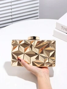 1pc Fashion Metal Hard Case Evening Clutch, Women Bride Luxury Elegant Refined Crossbody Bag, Suitable For Wedding, Party, Ball, Birthday Gift, Valentine's Day Gift, Dress Matching, Holiday, Prom Bag For Party