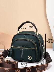 Bolso de hombro de mujer de alta calidad con forma de manzana, suave, de gran capacidad con múltiples compartimentos, bolso de mano versátil y de moda - Verde - Ver 2