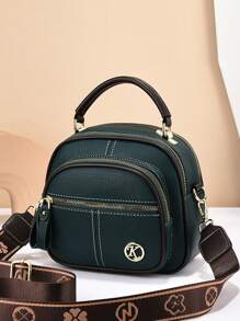 Bolso de hombro de mujer de alta calidad con forma de manzana, suave, de gran capacidad con múltiples compartimentos, bolso de mano versátil y de moda - Verde - Ver 3