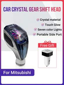 Acodo Pomo de palanca de cambios de cristal para coche, palanca de cambios con asa de cristal RGB LED, enchufar y usar, montaje lateral, agarre cómodo, resistente a arañazos, compatible con Lexus, Mitsubishi, Audi, Mercedes-Benz, Toyota