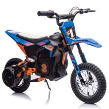 Danolapsi Kid Electric Dirt Bike,24V Electric Motorcycle,Off-Road Bike Motocross With 250W 13.6MPH Fast Speed,Leather Seat,Twist Grip Throttle,Metal Suspension,Air-Filled Tires,Ride On Toys For Teen - 藍色 - 查看 1