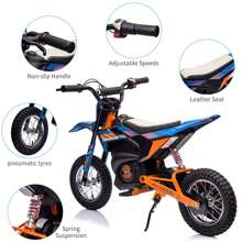 Danolapsi Kid Electric Dirt Bike,24V Electric Motorcycle,Off-Road Bike Motocross With 250W 13.6MPH Fast Speed,Leather Seat,Twist Grip Throttle,Metal Suspension,Air-Filled Tires,Ride On Toys For Teen - 藍色 - 查看 2