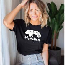 Mama Bear Shirt, Mom Life T-Shirt, Mama Bear Tee, Pregnancy Announcement Shirt, Shirts For Mom, Mama Bear Gift, Animal Nature Lover Shirt - Black - View 1