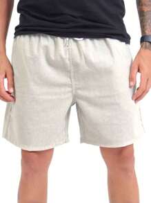 Men's Plus Size Linen Shorts Comfort Short Fashion Mauricinho Premium Basic Casual Quality - 米色 - 查看 1