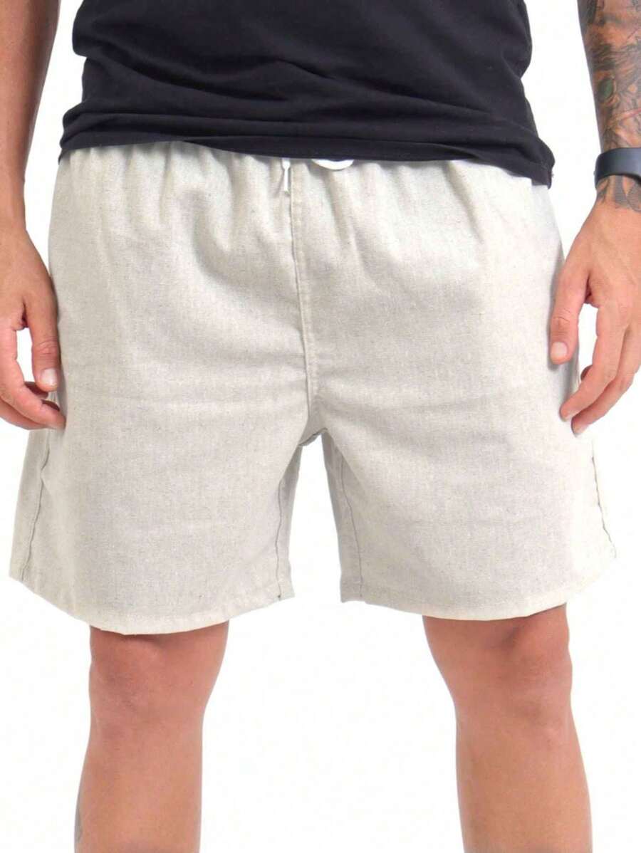 Men's Plus Size Linen Shorts Comfort Short Fashion Mauricinho Premium Basic Casual Quality - 米色 - 查看 1