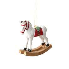 Horse Ornaments For Christmas Tree Cute Rocking Horse Figurines Hanging Ornaments For Home - White - View 1
