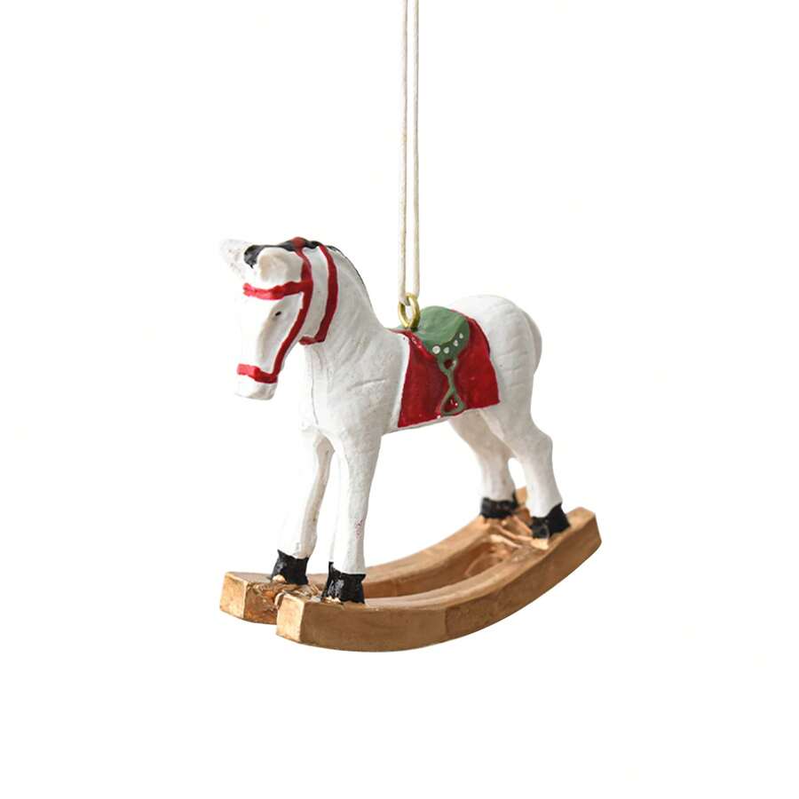 Horse Ornaments For Christmas Tree Cute Rocking Horse Figurines Hanging Ornaments For Home - White - View 1