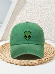 1pc Men's Outdoor Sports Beach Adjustable Washed Vintage Alien Street Casual Polyester Embroidered Baseball Cap, Spring & Autumn - Multicolor - View 20