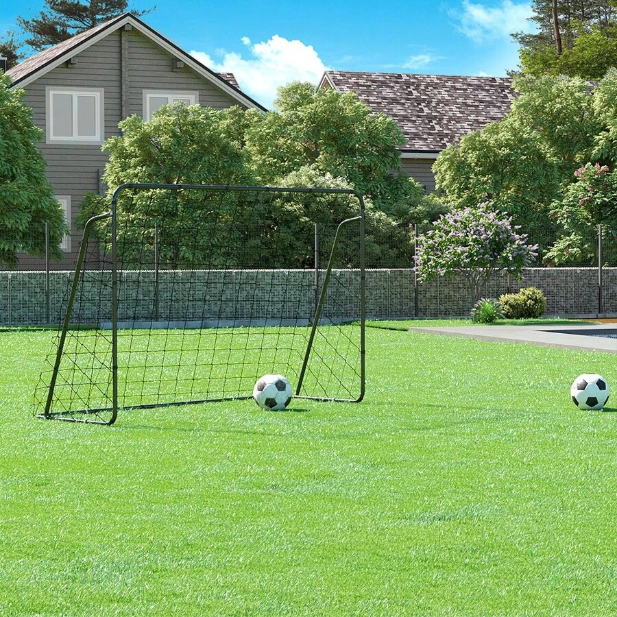 SONGMICS Quick Set Up Football Goal For Garden, Park, Beach, Iron Tubes And Polyethylene Net - Black - View 1