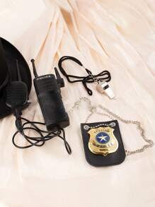 3件装 COSPLAY 仿真警察套装 对讲机眼镜 金属徽章 游戏装扮化妆派对装扮