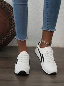 Nuevos tenis de mujer para primavera y otoño, estilo callejero, transpirables, suela gruesa de plataforma, color block, versátiles, calzado deportivo casual