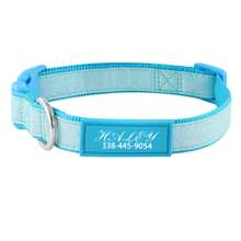 Rokhevn 1 pieza Collar personalizado para perro con nombre e información de contacto impresa en UV - Collar de seguridad de nailon reflectante visible de noche, hebilla ajustable, soporte para etiqueta de identificación de mascota