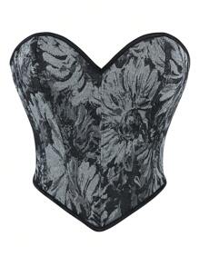 Women's Vintage Strapless Bodycon Bustier Corset Top, Fishbone Shapewear Cropped Sexy Camisole For New Year Party, Valentine's Day, Holiday, Halloween Costume